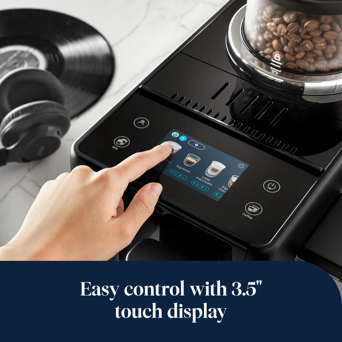 De’Longhi Rivelia Fully Automatic Combination Espresso Machine, Black - EXAM440.55.B
